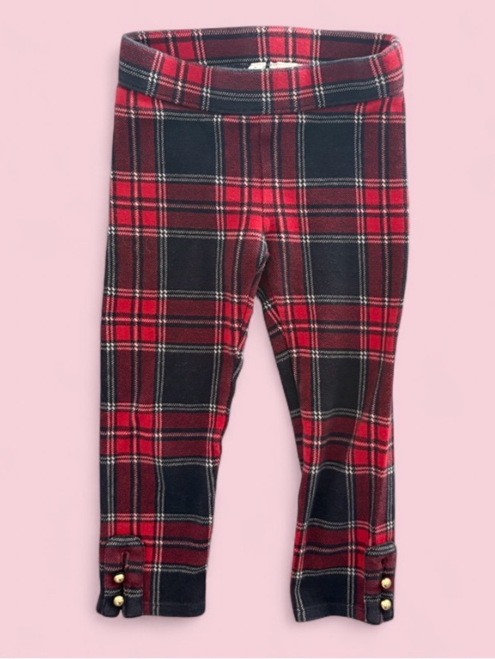Janie and Jack Red & Black Tartan Plaid Pants Girls Size 3 | Christmas Holiday